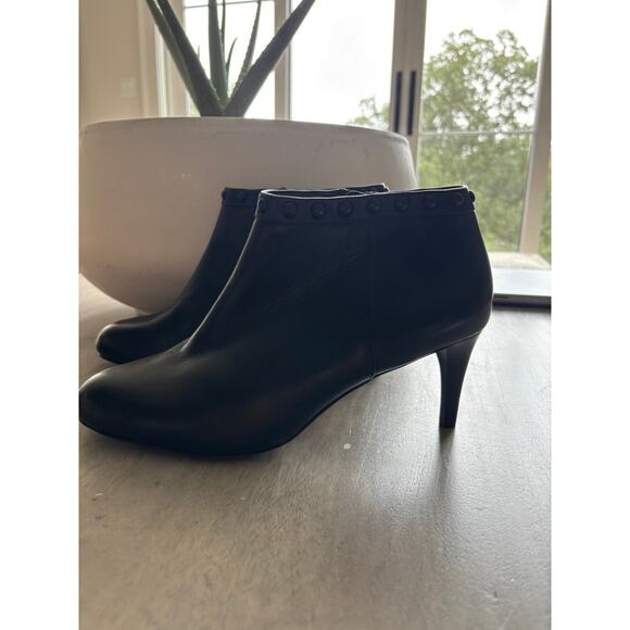 Coach Stiletto Black Leather Booties Sz 9 - Picture 1 of 8